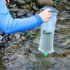 Cnoc Outdoors VectoX wide-opening for easy filling and cleaning on trail.