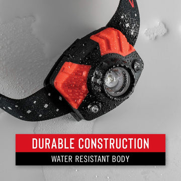Coast FL85 reflective strap enhances visibility in low light conditions.