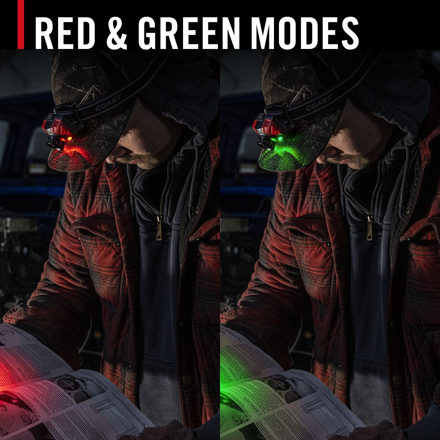 Coast FL85R reflective safety strap enhances visibility in low light.
