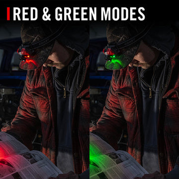 Coast LHS500R red and green beams aid night adaptation.