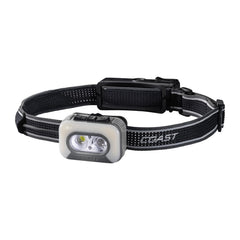 Coast RL35R headlamp worn on head for hands-free illumination during work.