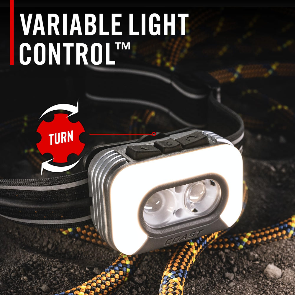 Coast RL35R white flood beam lights a workspace clearly.
