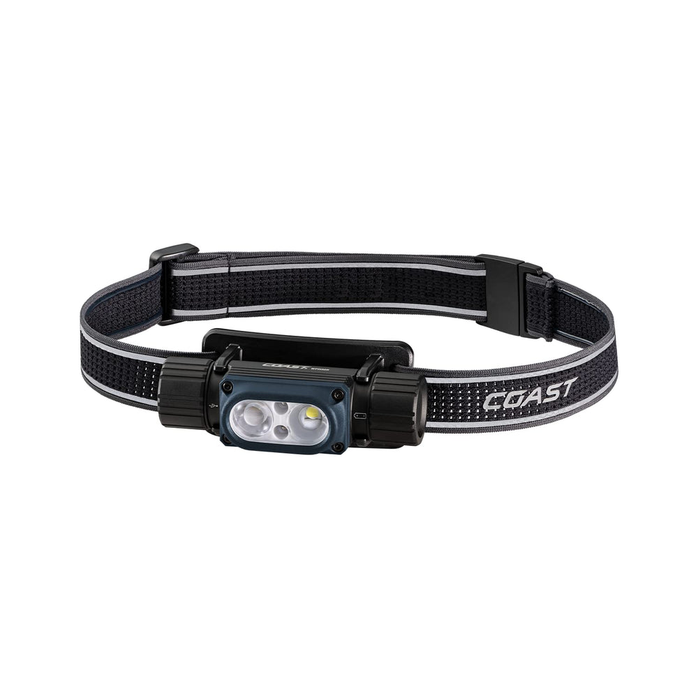 Coast WPH30R headlamp worn on hardhat for hands-free site lighting.