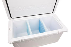 Coastland Delta Series 125 Qt cooler setup keeps items neatly separated.