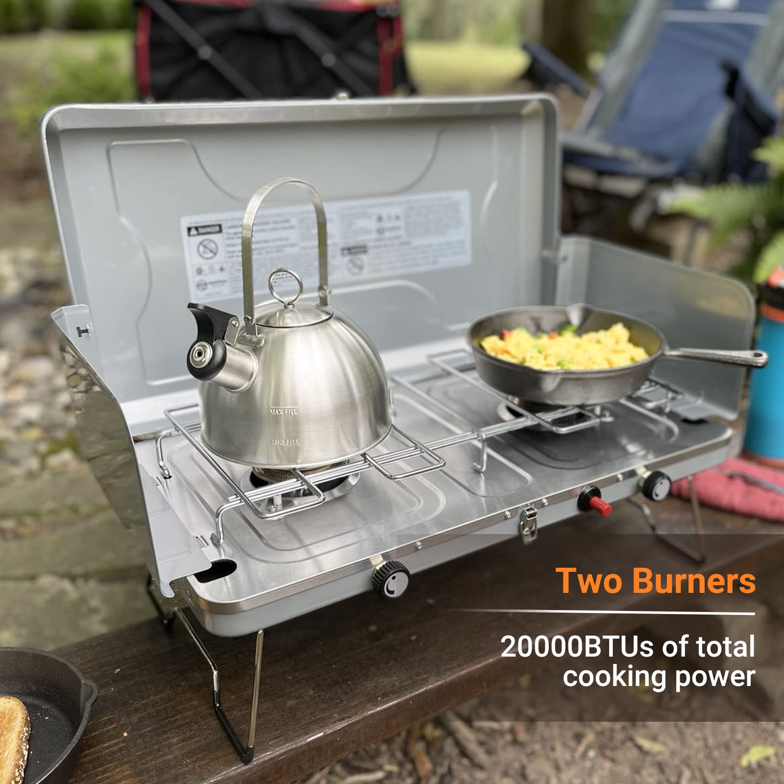 Coastrail Outdoor portable stove with lid bolt and carry handle for travel.