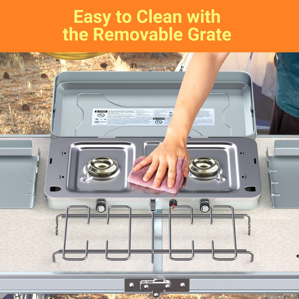 Coastrail Outdoor stainless steel drip tray simplifies post-cook cleanup.