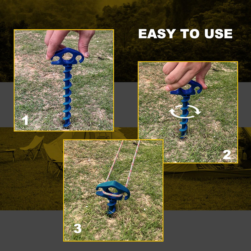 COBARYEN easy-install spiral anchor blue helps secure groundsheets and inflatables