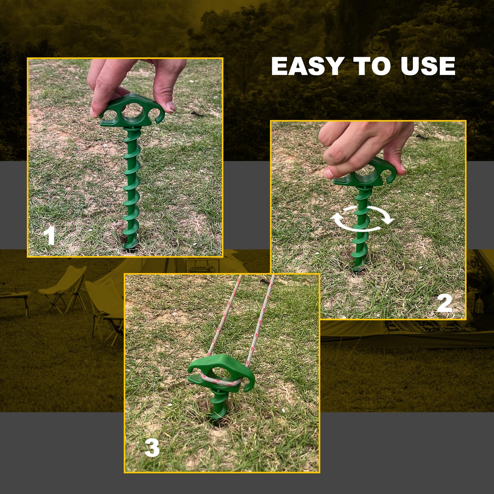 COBARYEN ground anchor made of durable nylon fiberglass for reuse and rust resistance