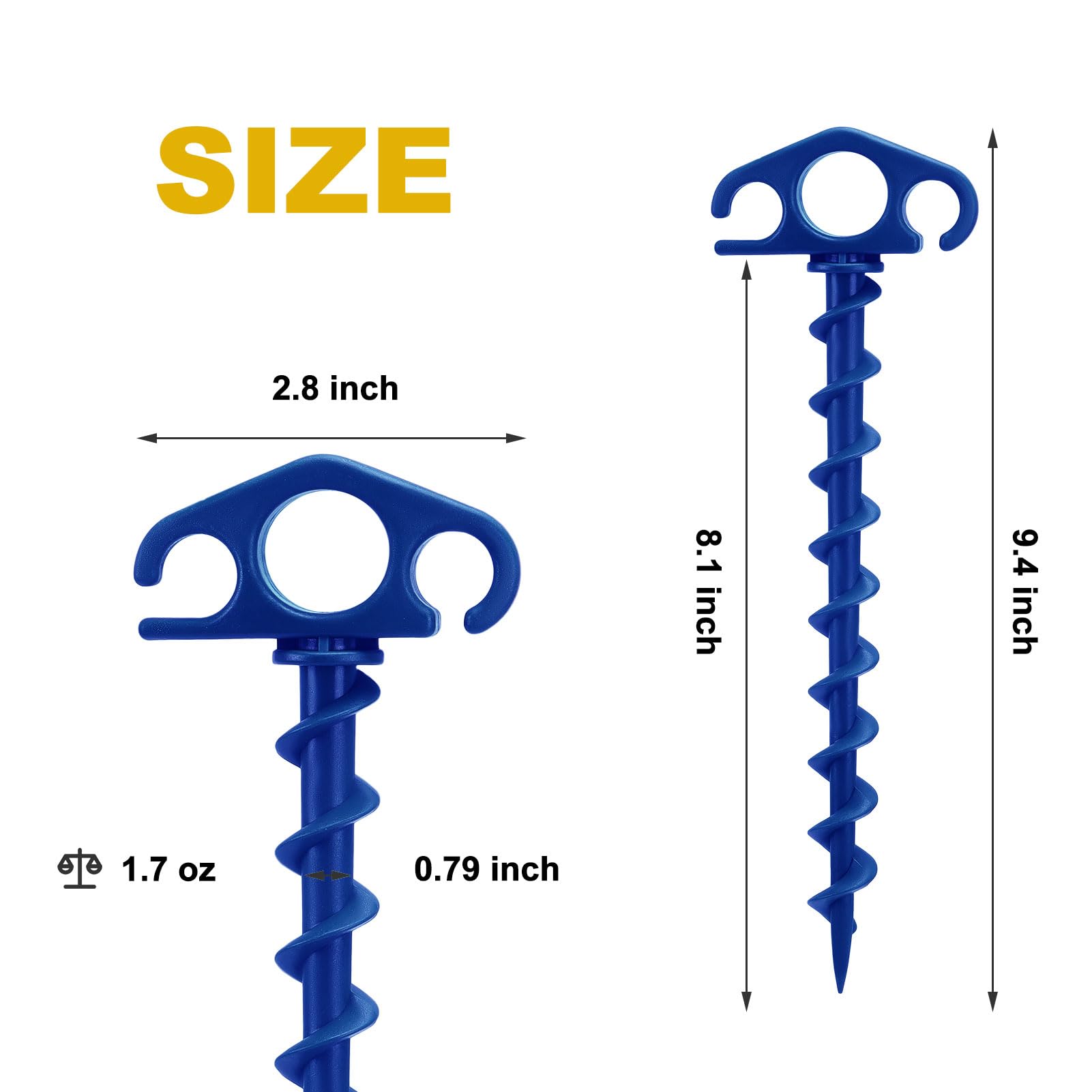 COBARYEN tent stakes 16-pack blue for quick stake-downs during outdoor events