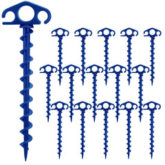 COBARYEN tent stakes spiral blue 9.4-inch anchors securely hold tents in wind and sand