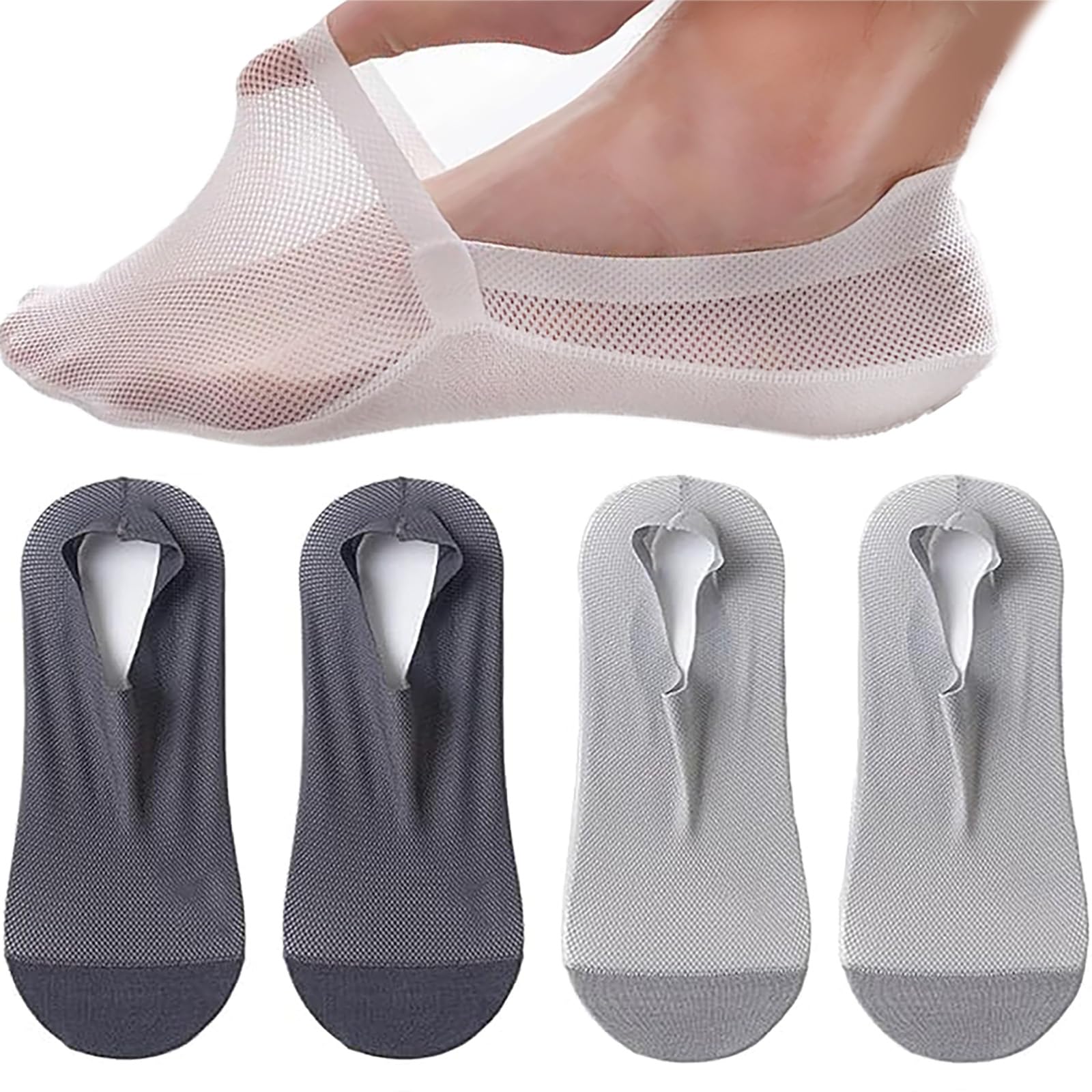 Cocadong Ultra Thin Liner Socks top view shows secure non-slip grip.