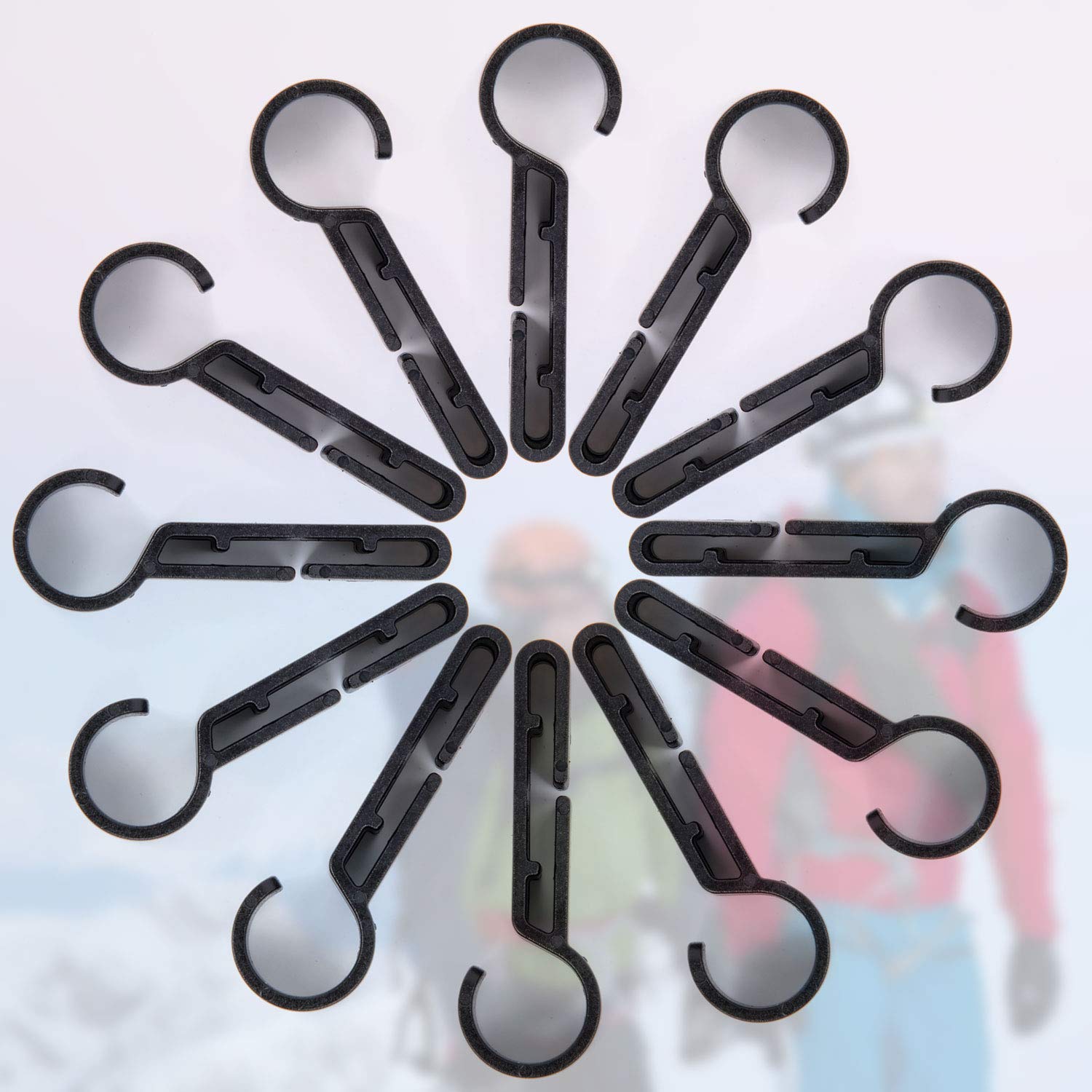 Package of 12 COCOMK headlamp clips in black finish.