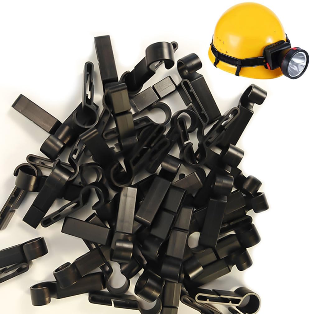 COCOMK headlamp clips mounted on a hard hat for secure lighting.