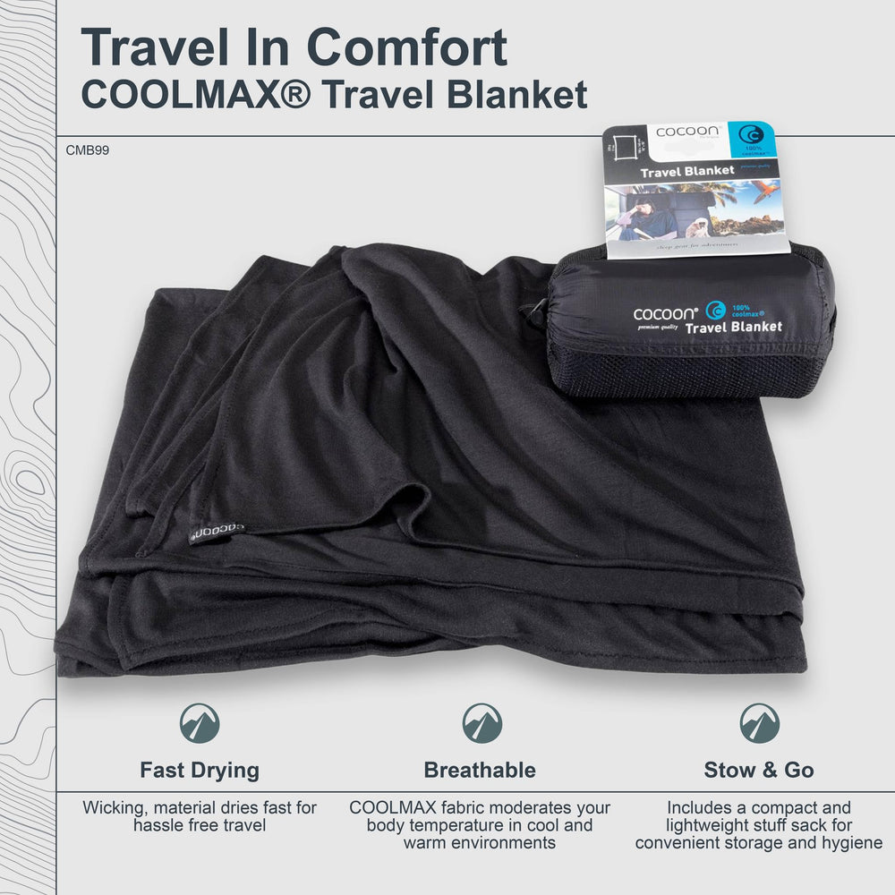 COCOON Coolmax travel blanket outdoors camping with quick-drying moisture-wicking fabric