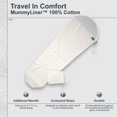 COCOON Premium Cotton MummyLiner Natural footend contoured for snug warmth and comfort.
