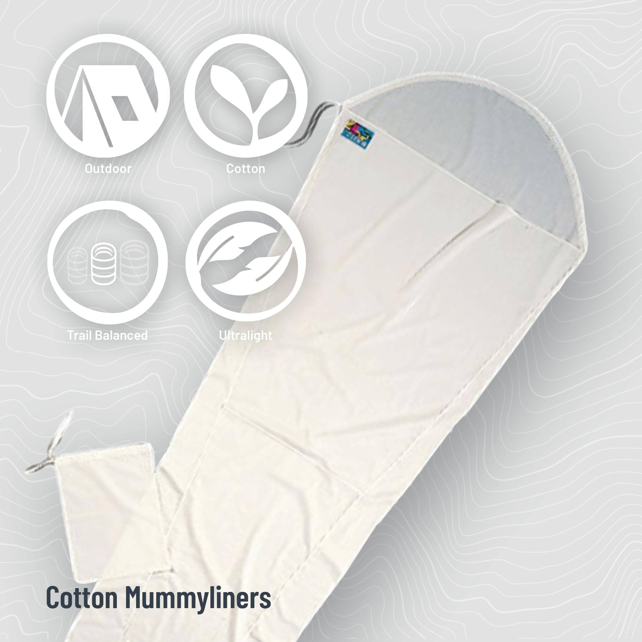 COCOON Premium Cotton MummyLiner Natural stuff sack packable design for compact outdoor carrying.