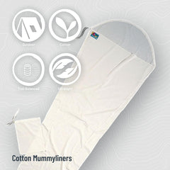 COCOON Premium Cotton MummyLiner Natural stuff sack packable design for compact outdoor carrying.