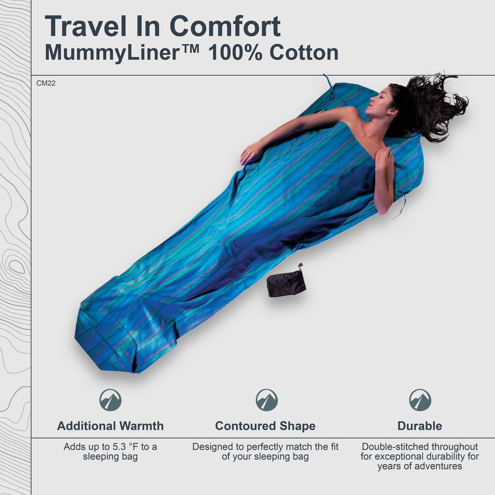 COCOON Premium Cotton MummyLiner Nile top opening enables easy entry and layering