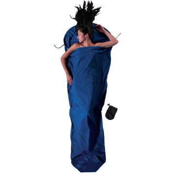 COCOON Premium Cotton MummyLiner ultramarine blue top opening for easy entry and on-the-go comfort.