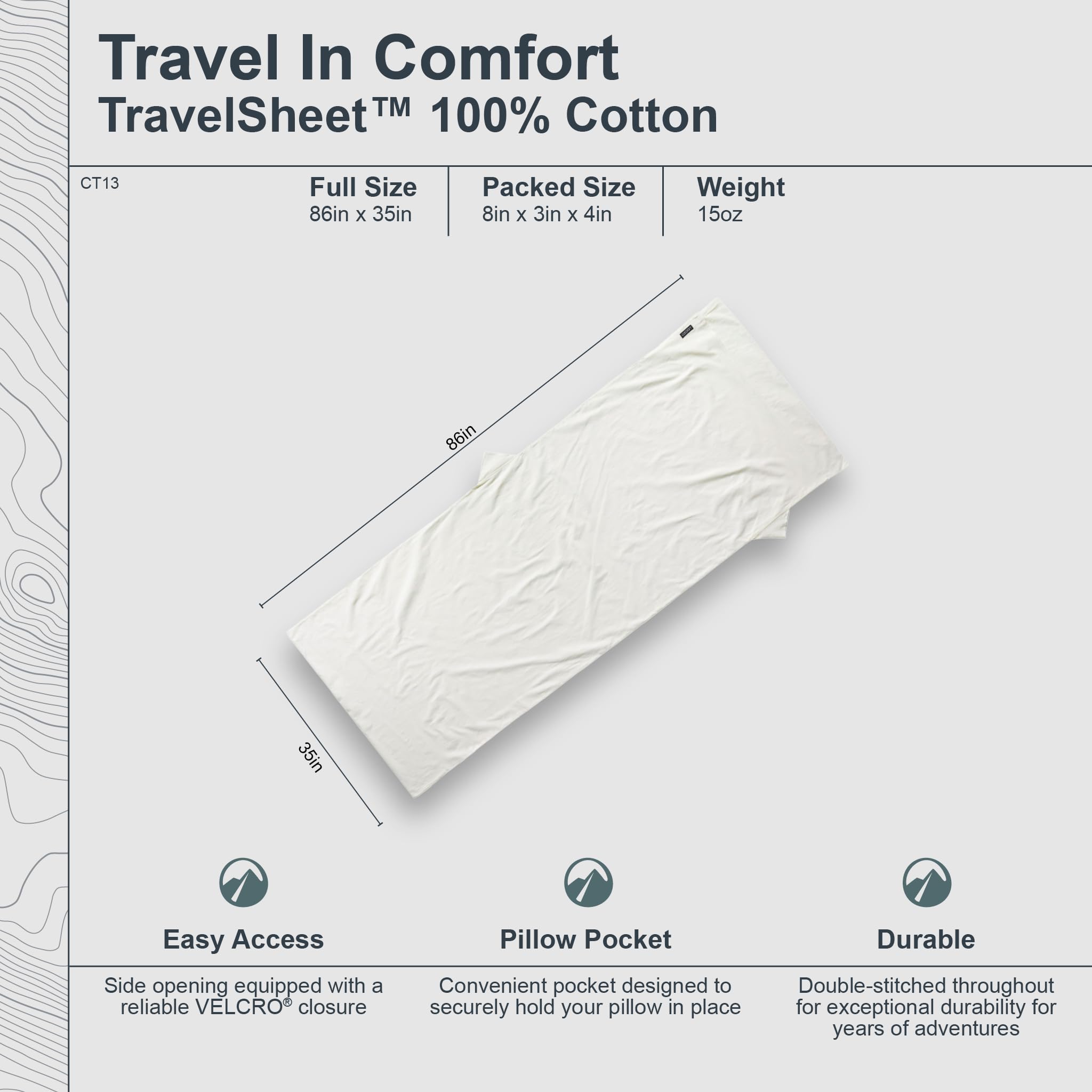 COCOON Premium TravelSheet Natural on-the-go use provides clean liner options for hostel stays.