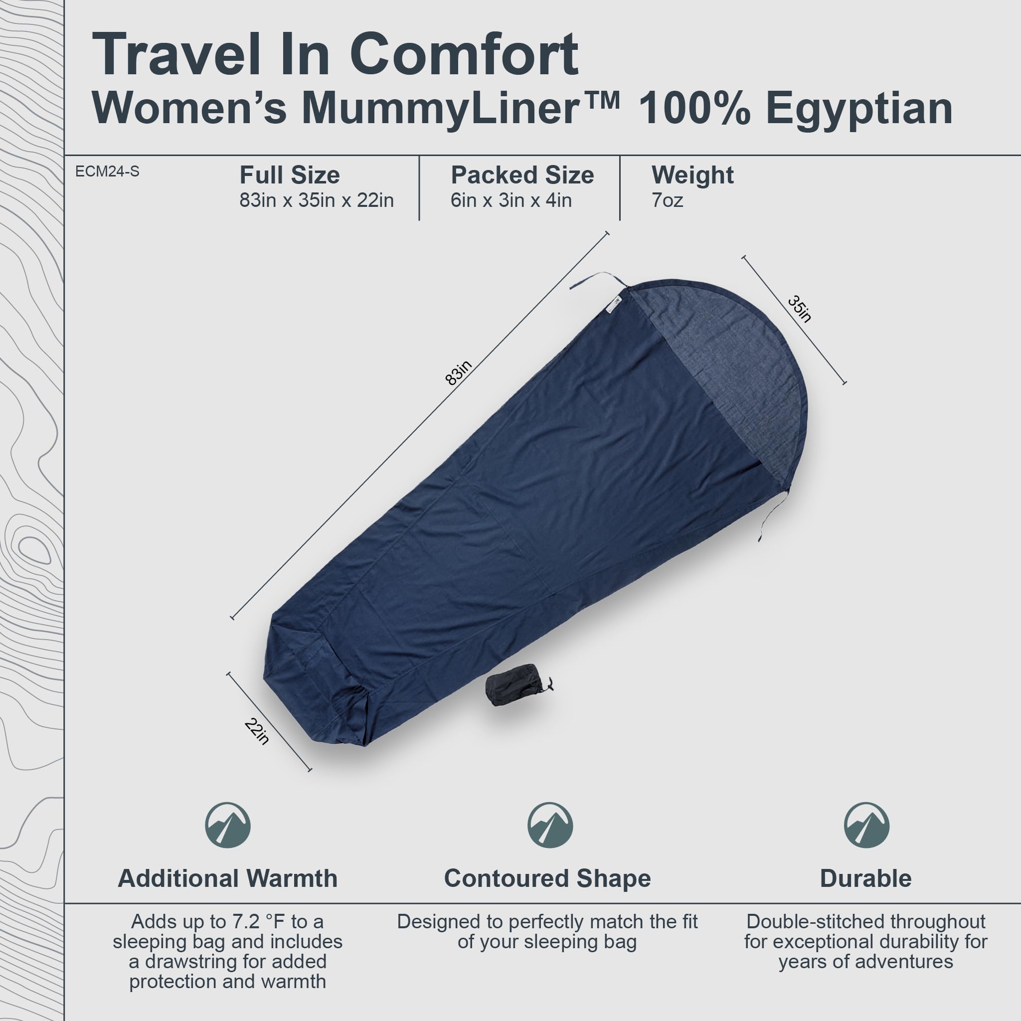 COCOON Premium mummy liner — compact stuff sack for portable storage on trips