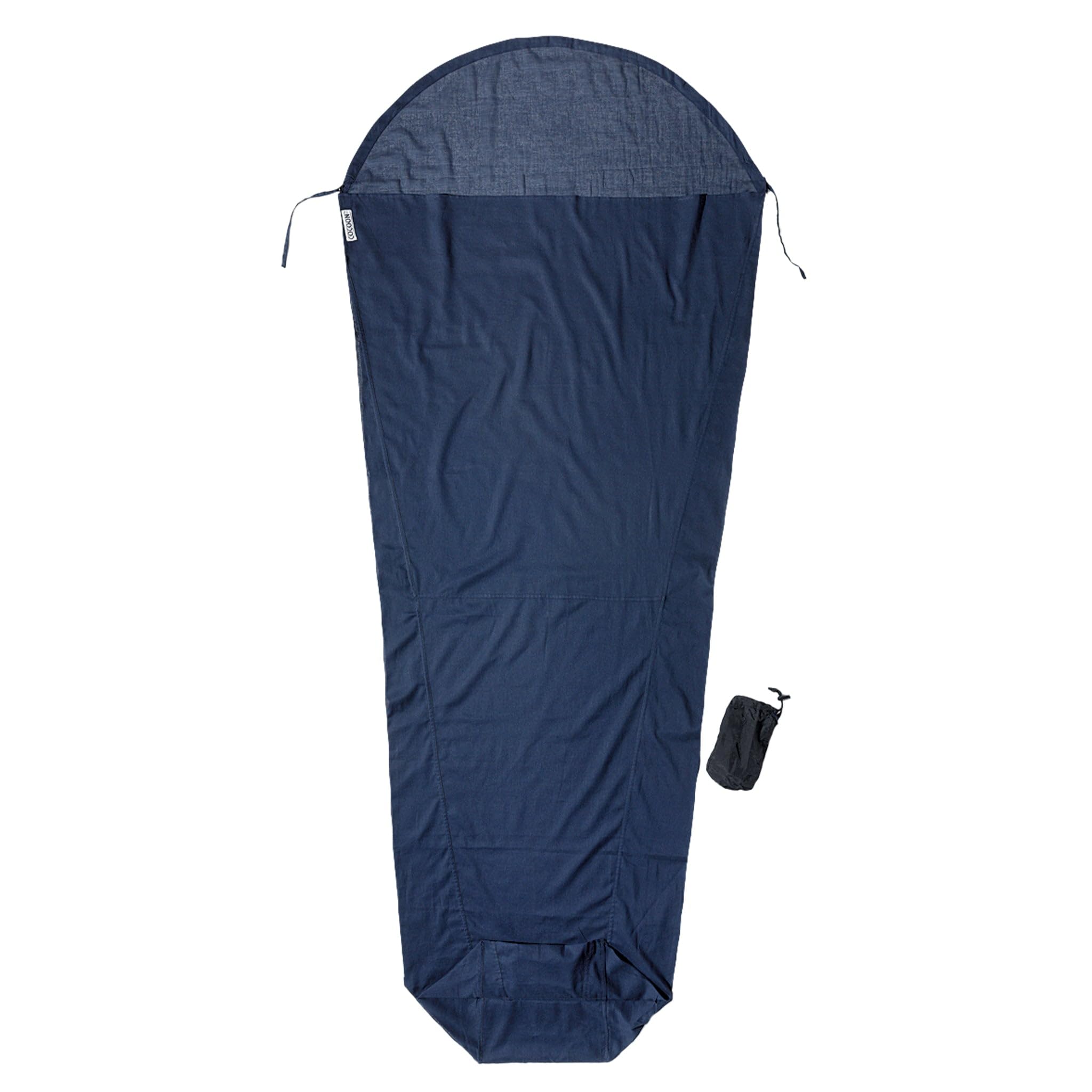 COCOON Premium mummy liner — wide top opening for easy entry in any sleeping bag