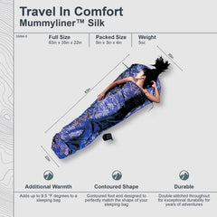 COCOON Leaves Silk MummyLiner - contoured footbox provides snug insulation at night