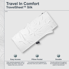 COCOON Silk TravelSheet Natural pillow-pocket secures your pillow for restful travel.