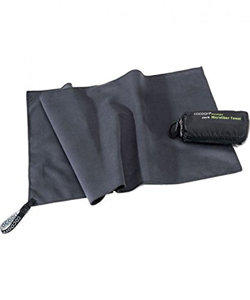 Cocoon ultralight towel with mesh stuff sack for easy packing.