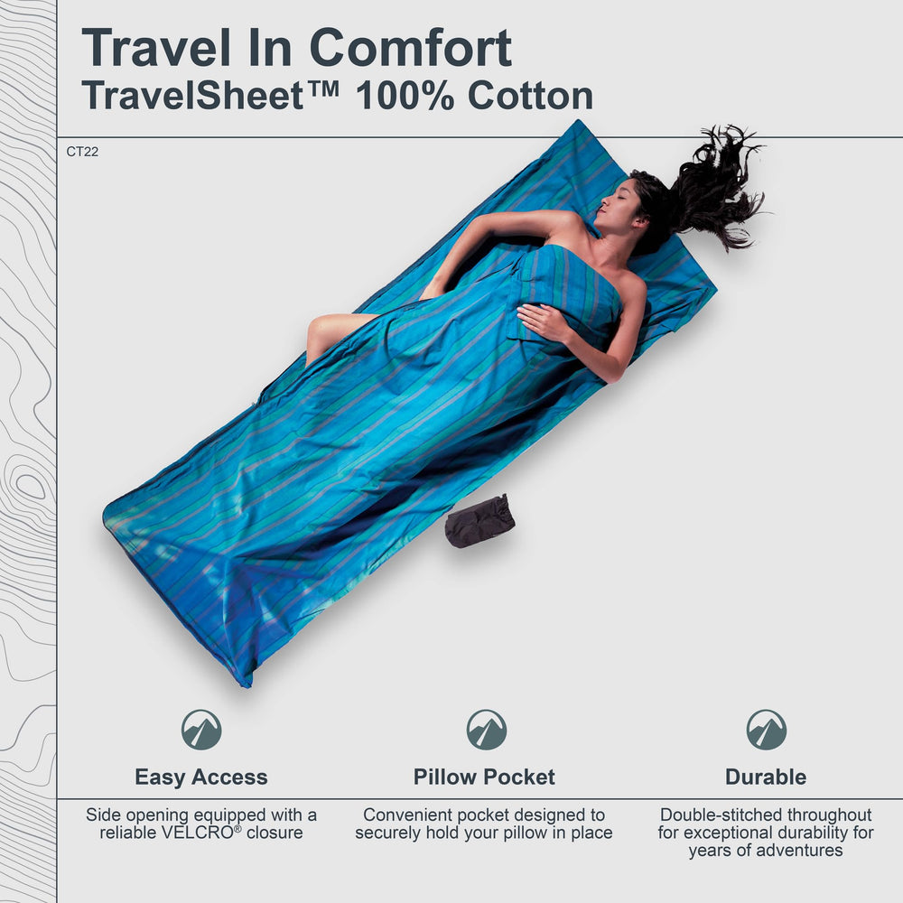 COCOON TravelSheet pillow pocket keeps your pillow secure during travel.