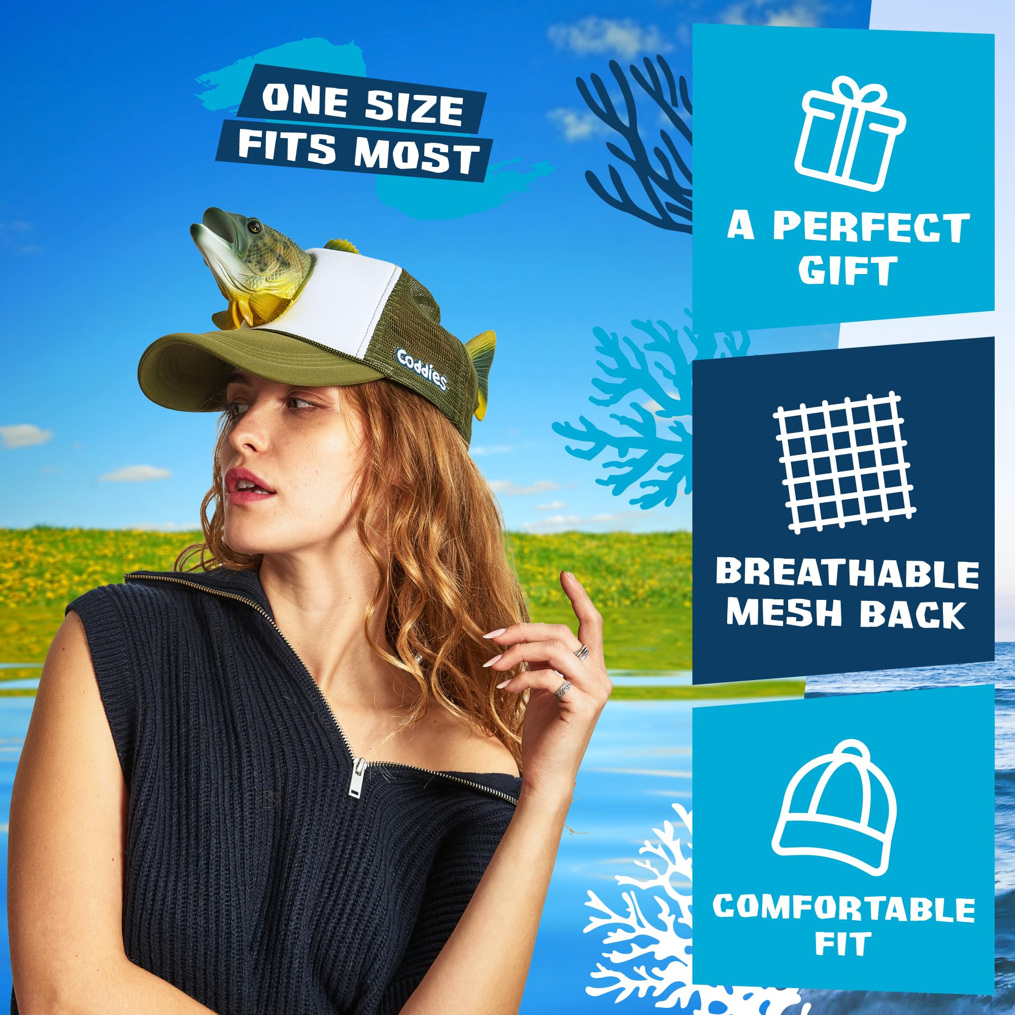 Durable materials and stitching on the novelty fishing hat