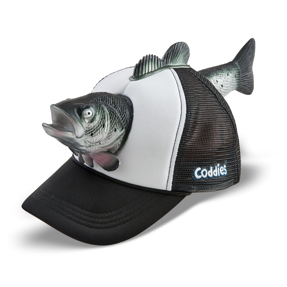 Coddies Tuna Fish Hat front view with playful pop-out fish for laughs.