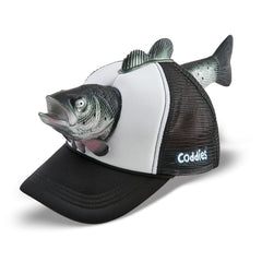 Coddies Tuna Fish Hat front view with playful pop-out fish for laughs.