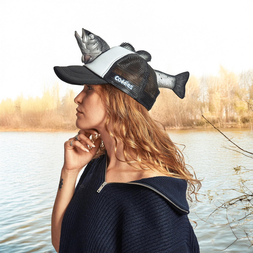 Coddies Tuna Fish Hat one-size fits most for comfort.