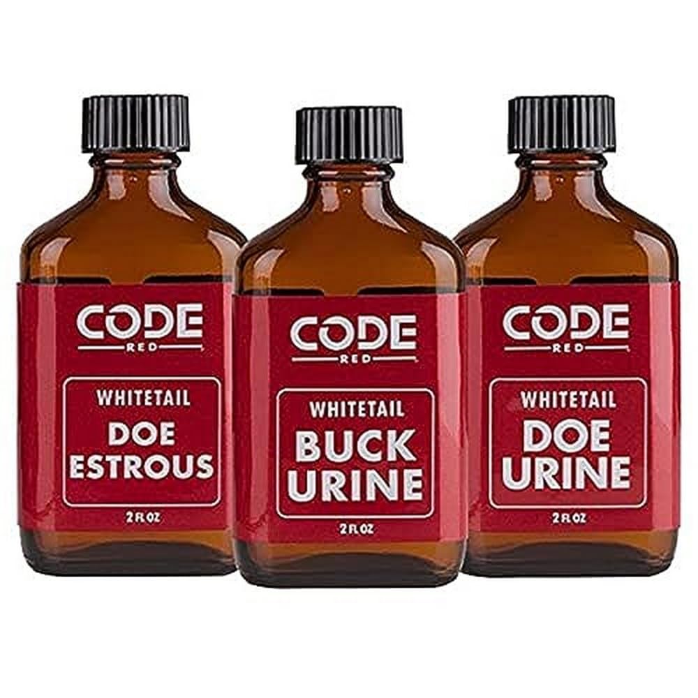 Code Blue Buck-N-Does Combo pack shown in amber bottle, preserving scent potency for field use