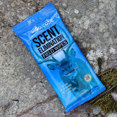 Close-up of pre-moistened Code Blue Field Wipes showing moisture depth for quick scent refresh.