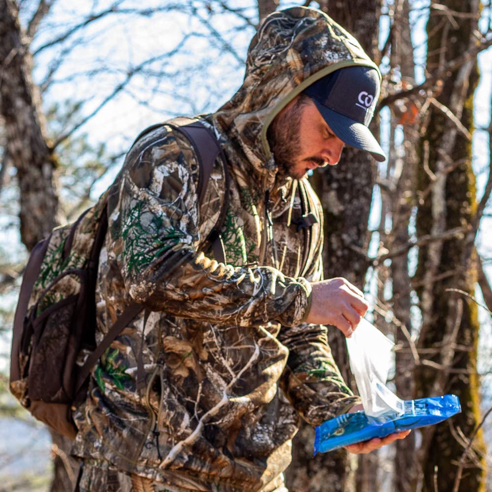 Code Blue Field Wipes reseal pouch demonstrating easy access in the field.