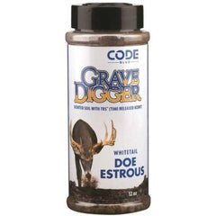 Code Blue Grave Digger hole-application setup enhances estrous scent lure at a scrape