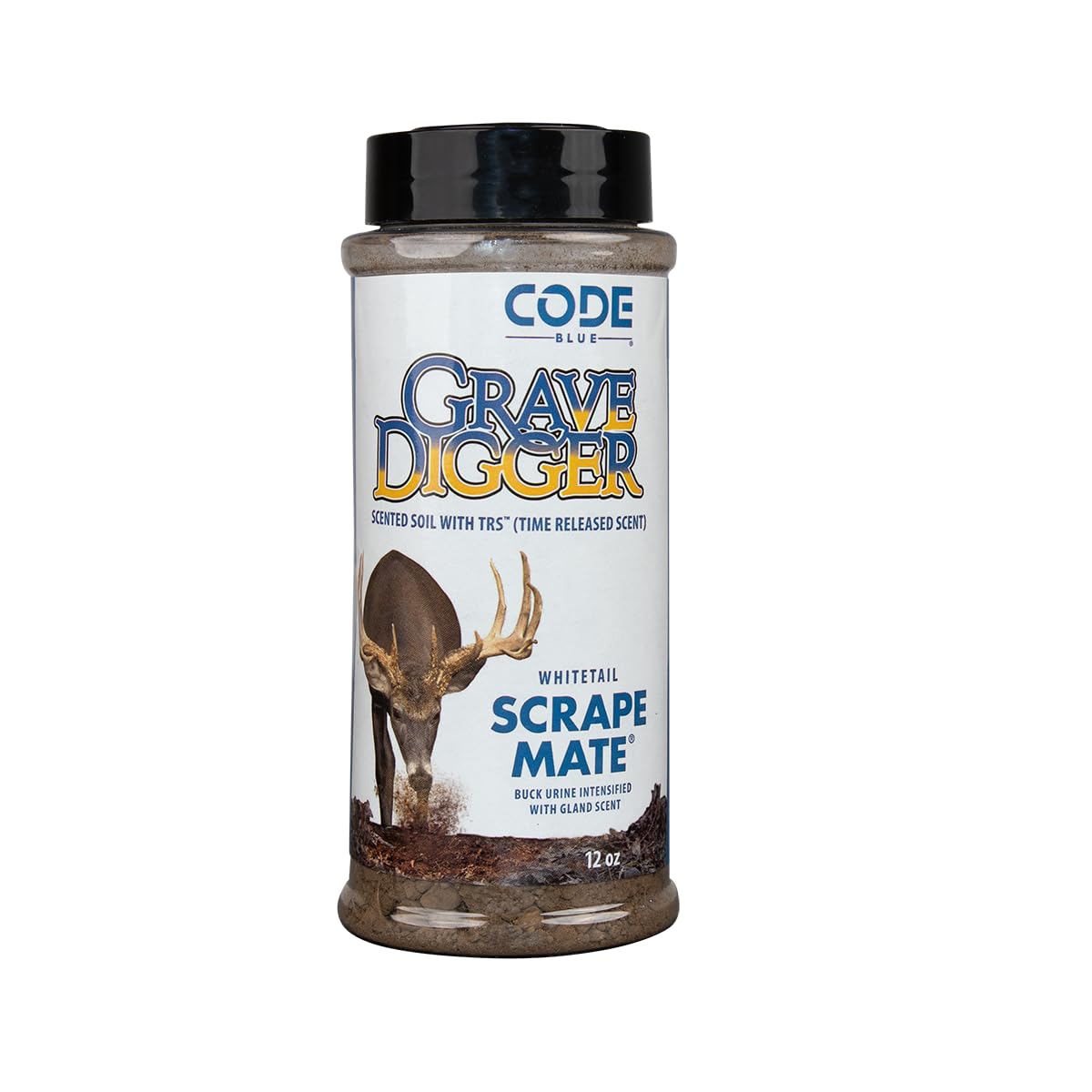 Code Blue Grave Digger Scrape Mate 12 oz pour action, long-lasting buck scent boost.