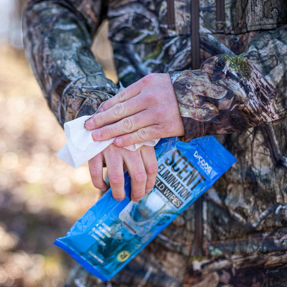 Code Blue hunting gear field wipes in pack ready for long days in the woods.