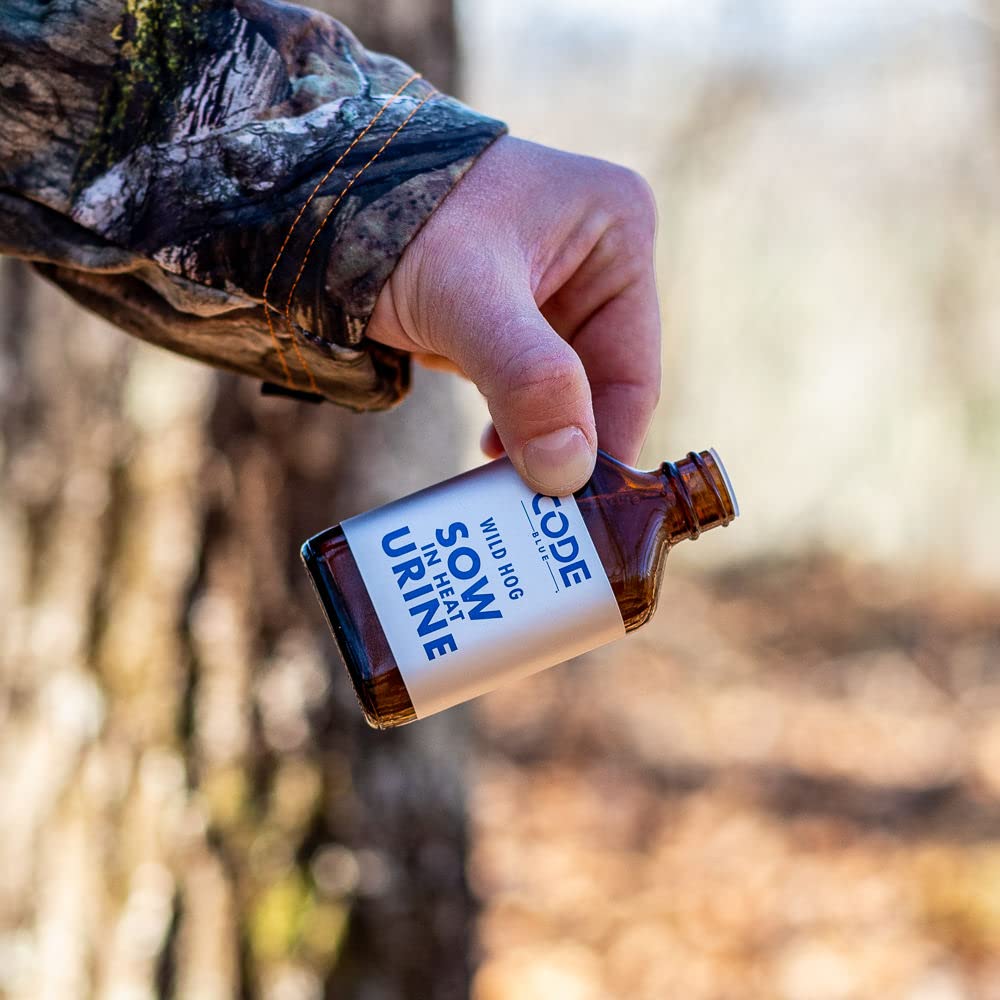 Pour stream from Code Blue Sow in Heat Hog Urine for consistent scent trails in the field.