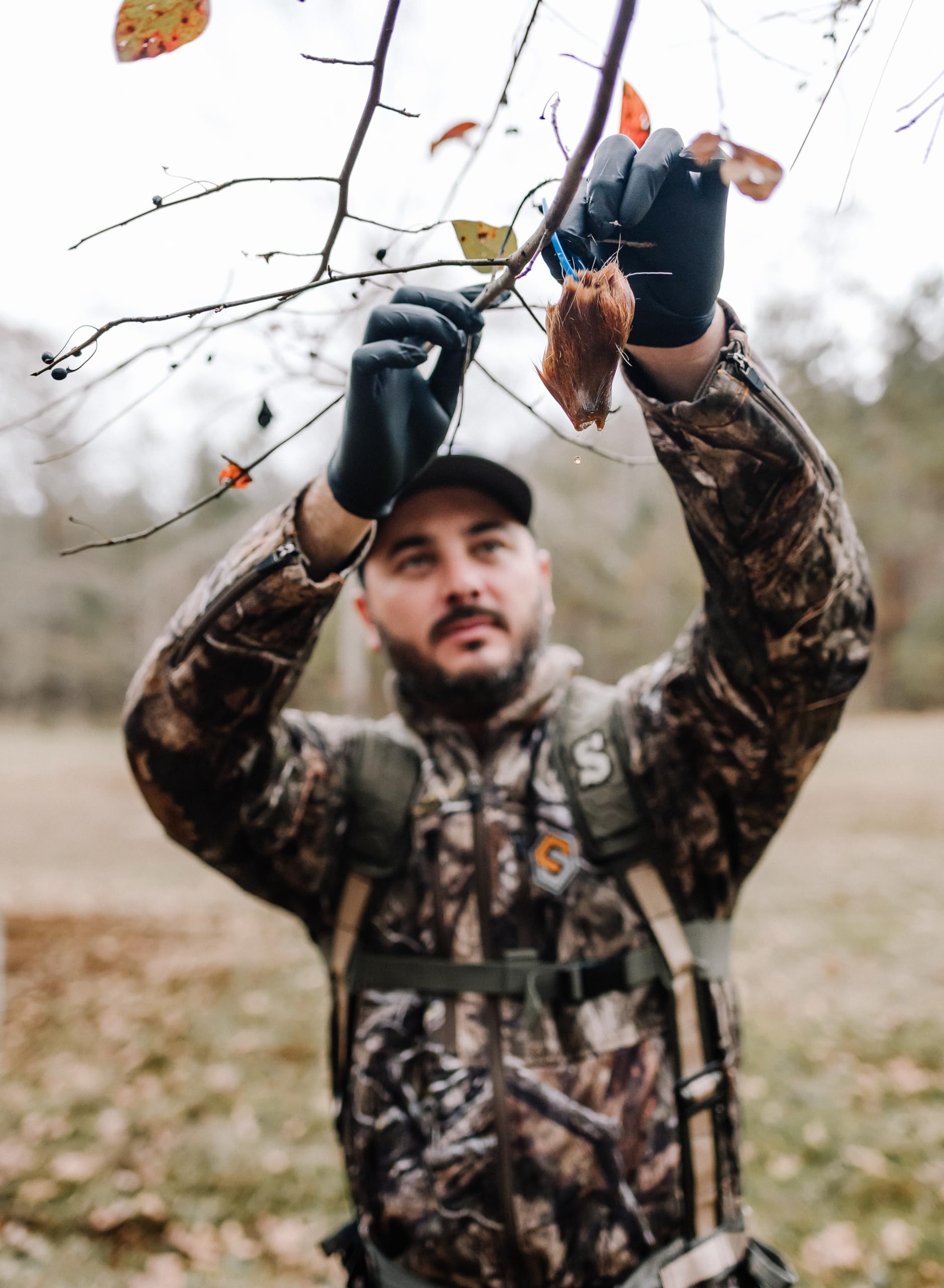 Gland with zip-tie for hanging from tree branches