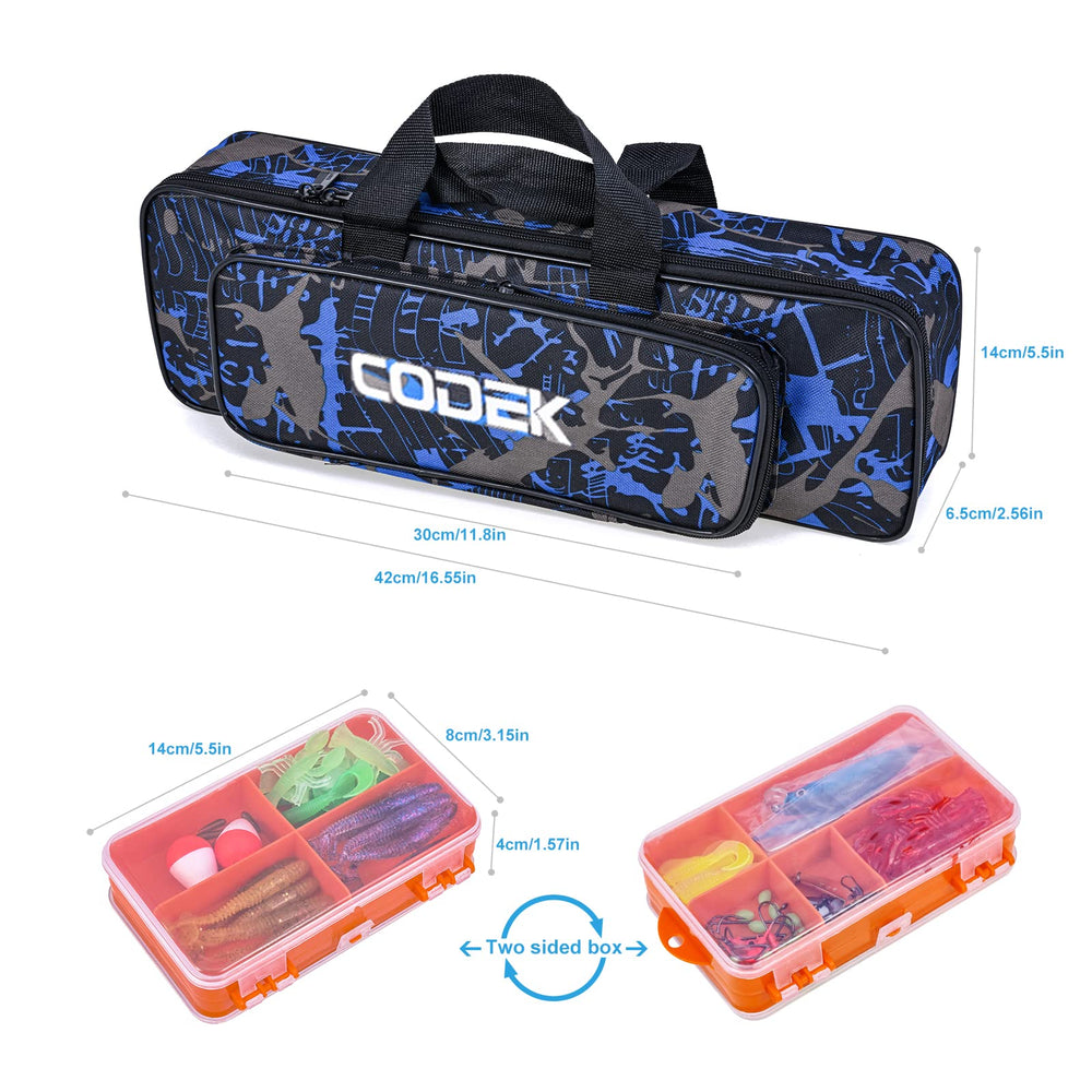 All-in-one CODEK kids fishing kit packaging and contents