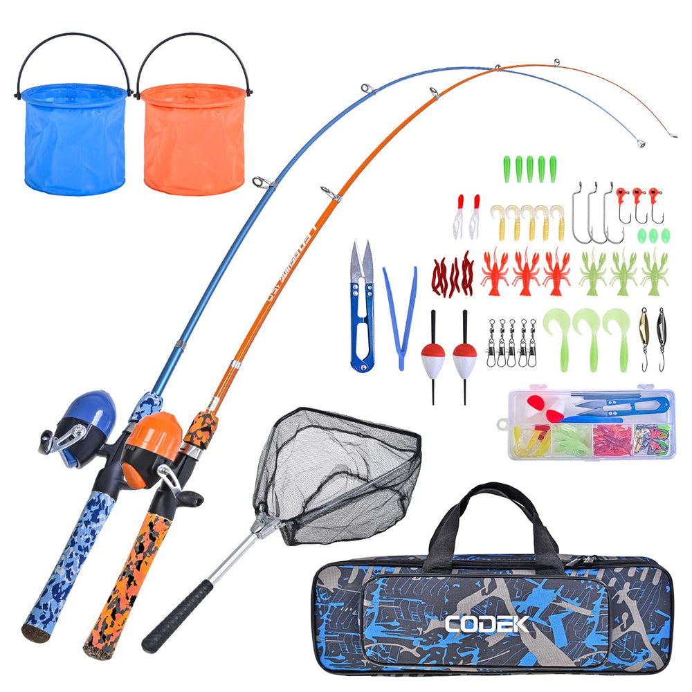 CODEK kids fishing pole set blue and orange packaging