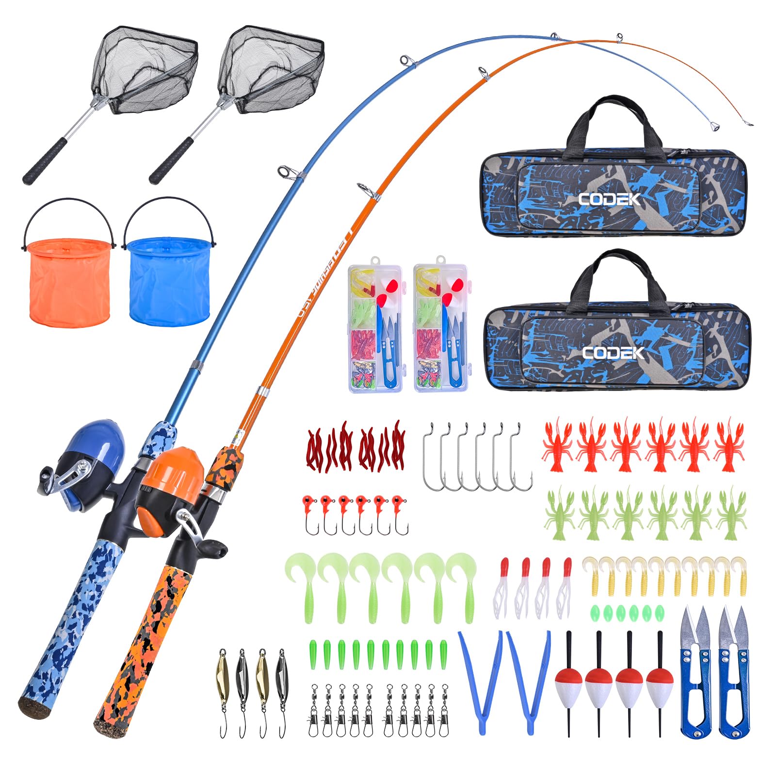 CODEK Kids Fishing Pole Set blue rod for beginner-friendly outdoor play.