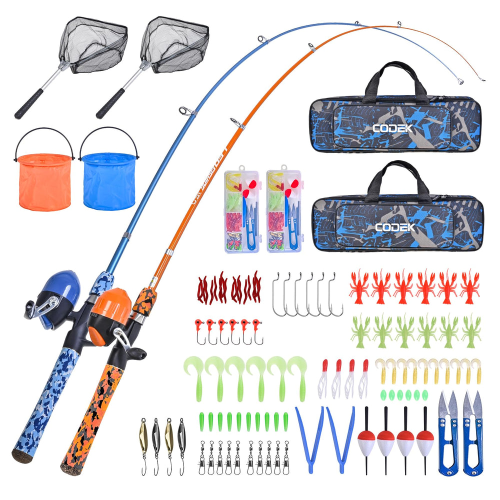 CODEK Kids Fishing Pole Set blue rod for beginner-friendly outdoor play.