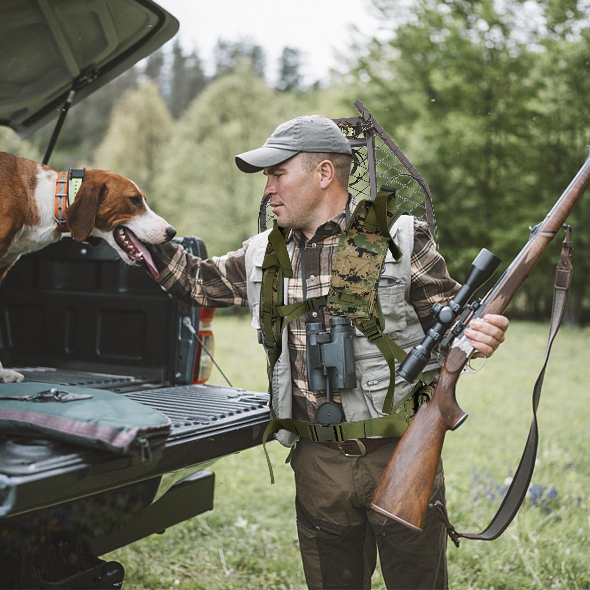Codree Tree Stand Harness portable backpack transport simplifies carrying between trees.