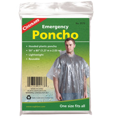 Coghlan's 9173 emergency poncho folded compactly for quick rain protection.
