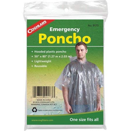Coghlan's 9173 poncho packaging and color assortment let you choose.