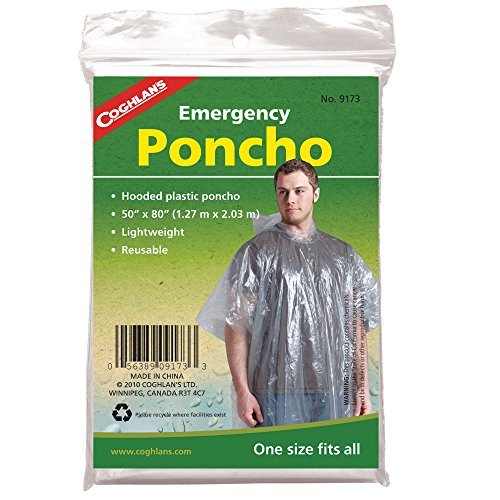 Coghlan's 9173 ready-to-go rain poncho for travel and outdoor use.